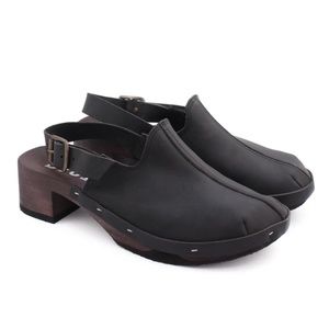 Rosa Mosa ROCCO Strap Clogs Size 37 NIB Black with Dark Sole